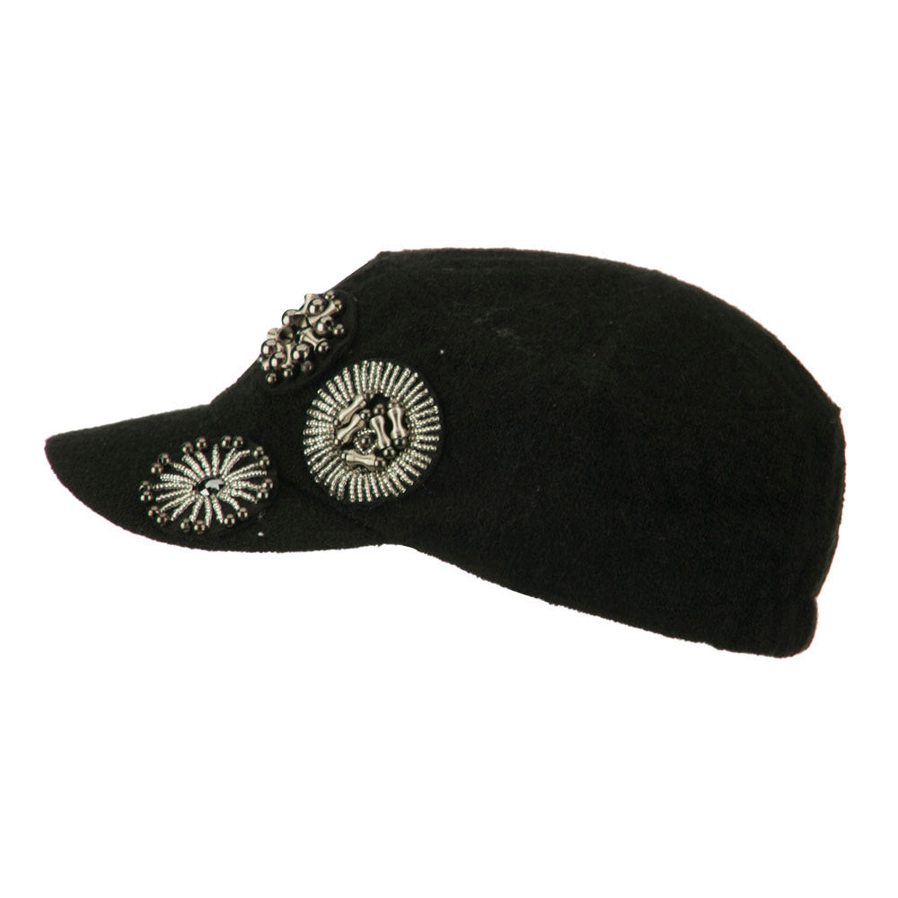 Knit Military Cap with Circle Motifs