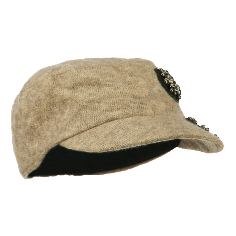 Knit Military Cap with Circle Motifs