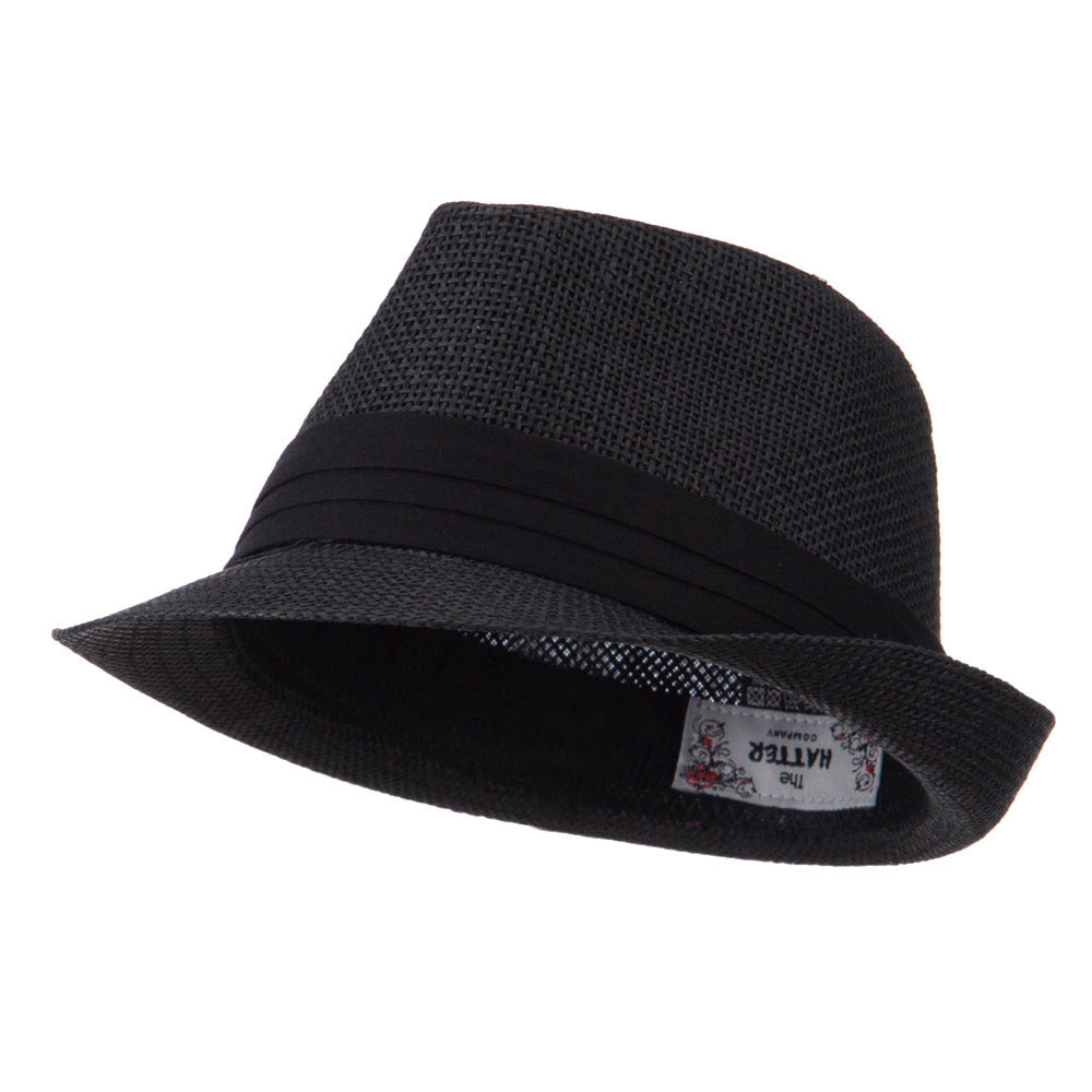 Kid's Paper Straw Black Band Fedora