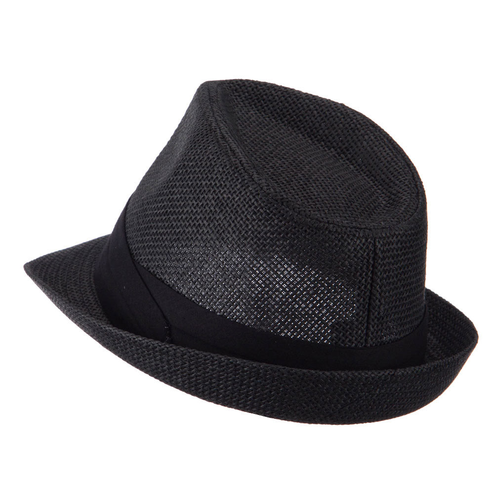Kid's Paper Straw Black Band Fedora