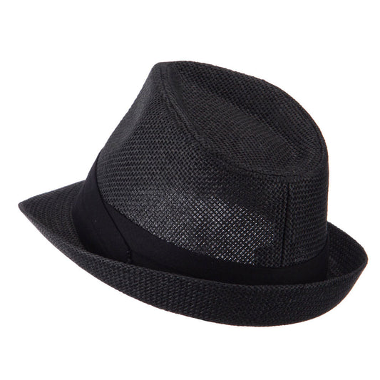 Kid's Paper Straw Black Band Fedora