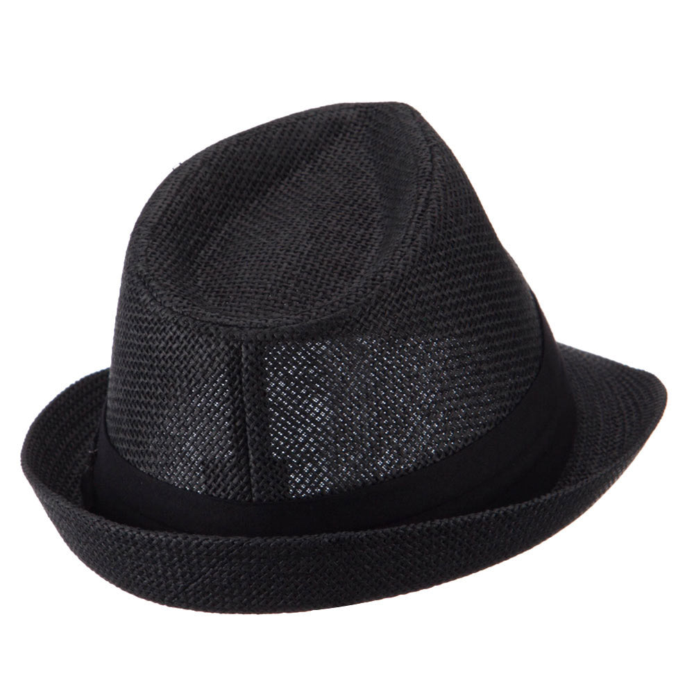 Kid's Paper Straw Black Band Fedora