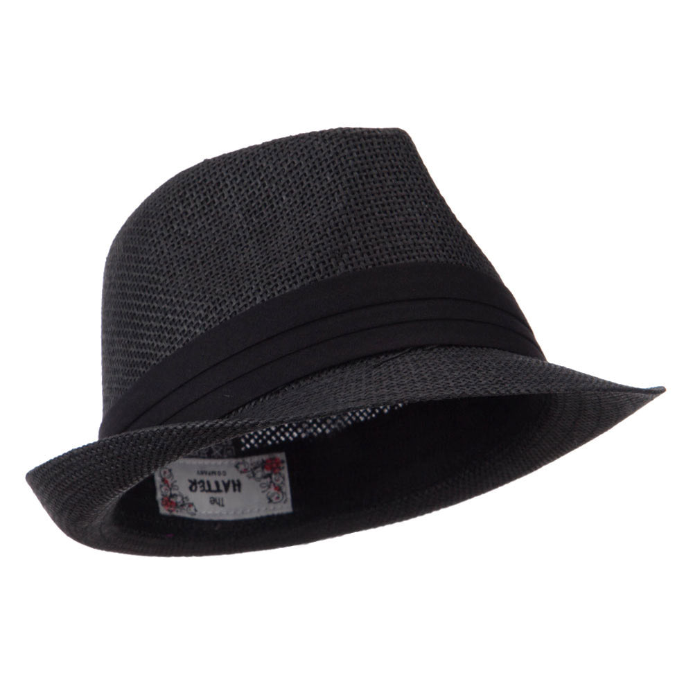 Kid's Paper Straw Black Band Fedora