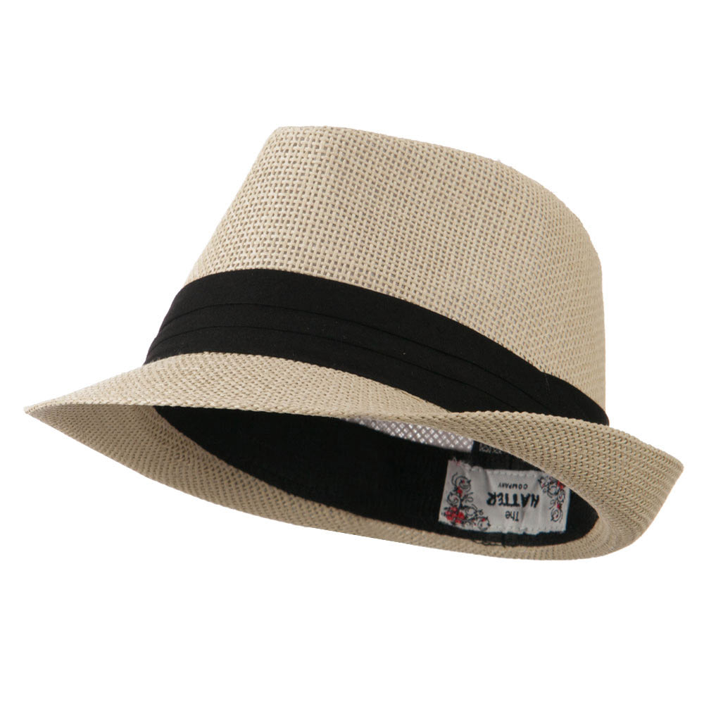 Kid's Paper Straw Black Band Fedora