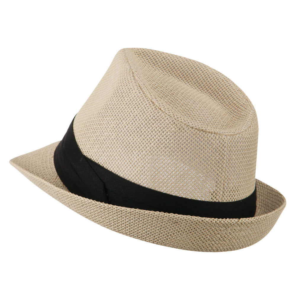 Kid's Paper Straw Black Band Fedora