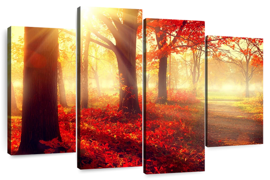 Bright Red Forest Wall Art