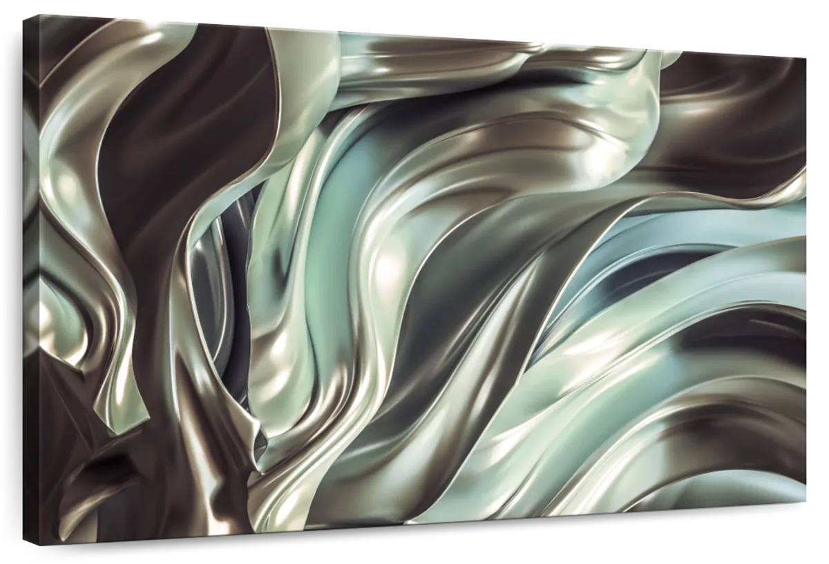Glossy Silver Fabric Abstract Wall Art