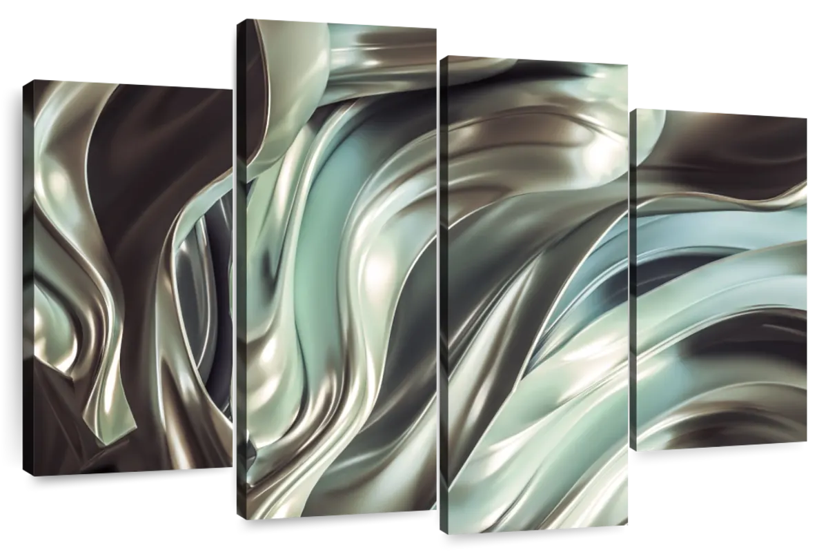 Glossy Silver Fabric Abstract Wall Art