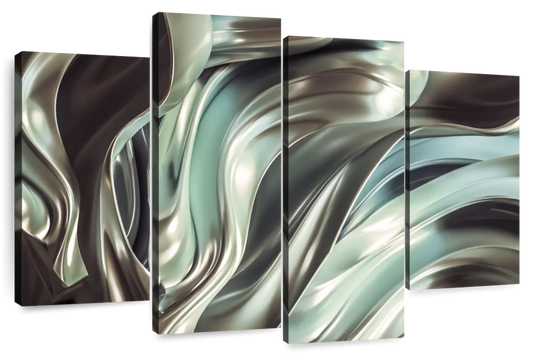 Glossy Silver Fabric Abstract Wall Art