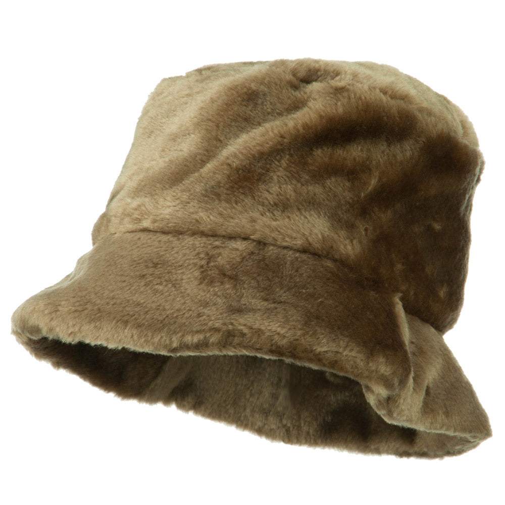 Faux Fur Large Brim Bucket Hat