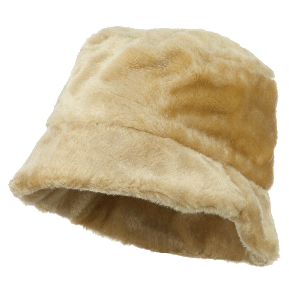 Faux Fur Large Brim Bucket Hat