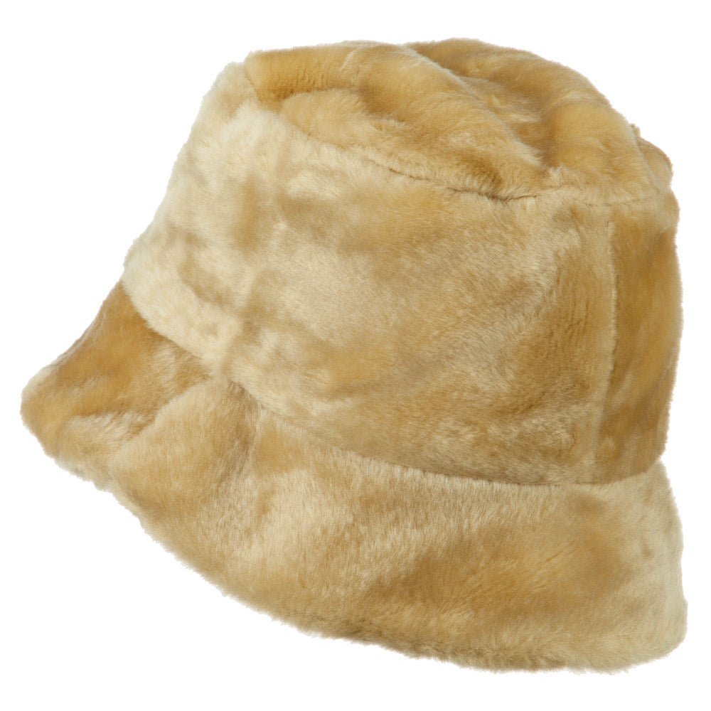 Faux Fur Large Brim Bucket Hat