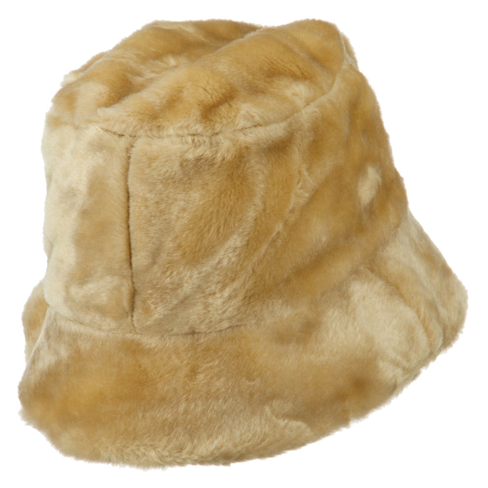 Faux Fur Large Brim Bucket Hat