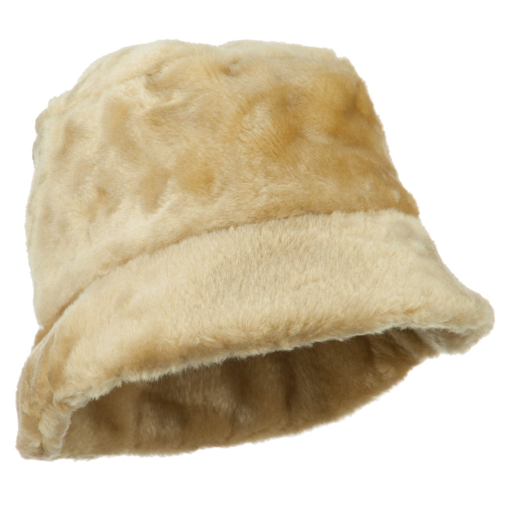 Faux Fur Large Brim Bucket Hat