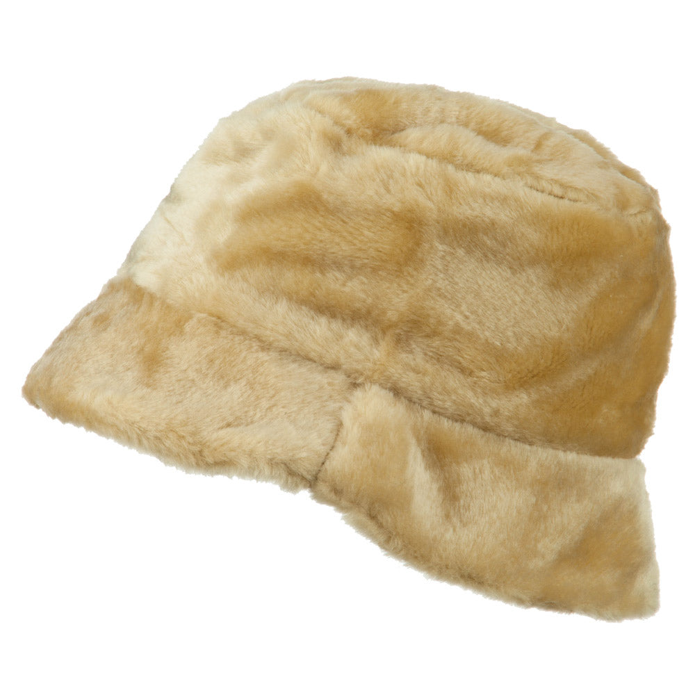 Faux Fur Large Brim Bucket Hat