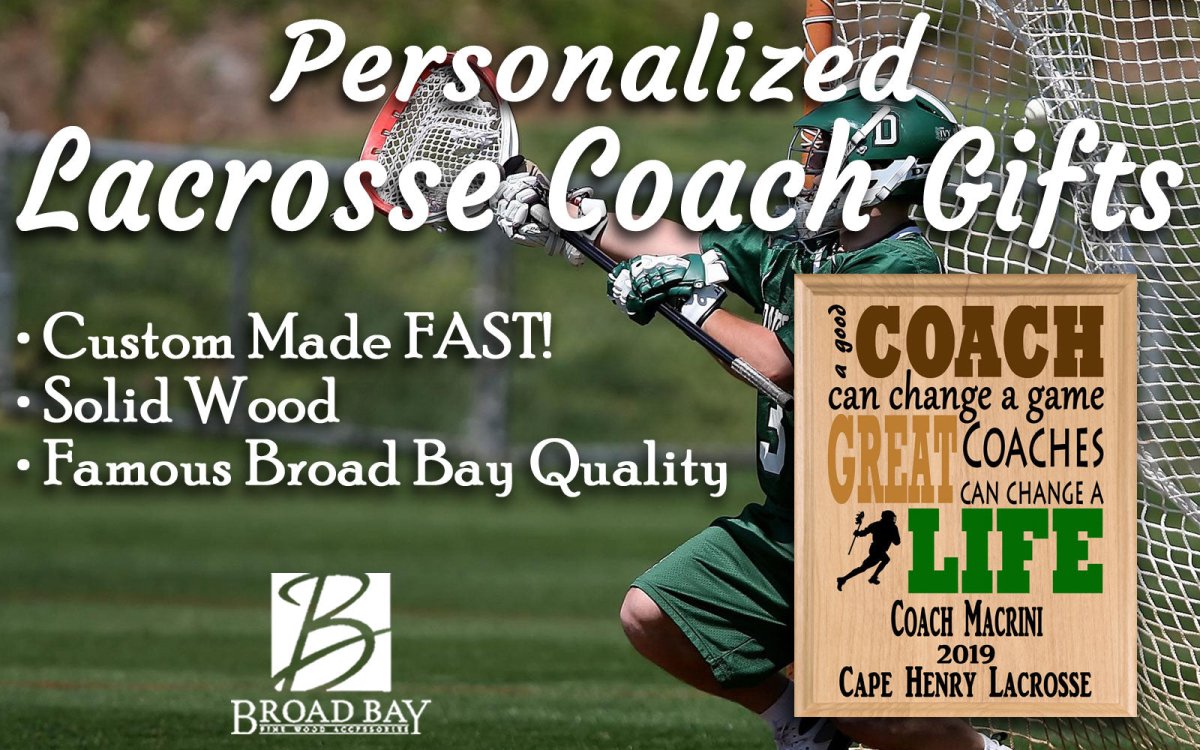 Custom Lacrosse Coach Gift – Personalized Wood Plaque with Name & Year – “Great Coaches Change Lives” – Solid Wood – USA Made – 11x8.5