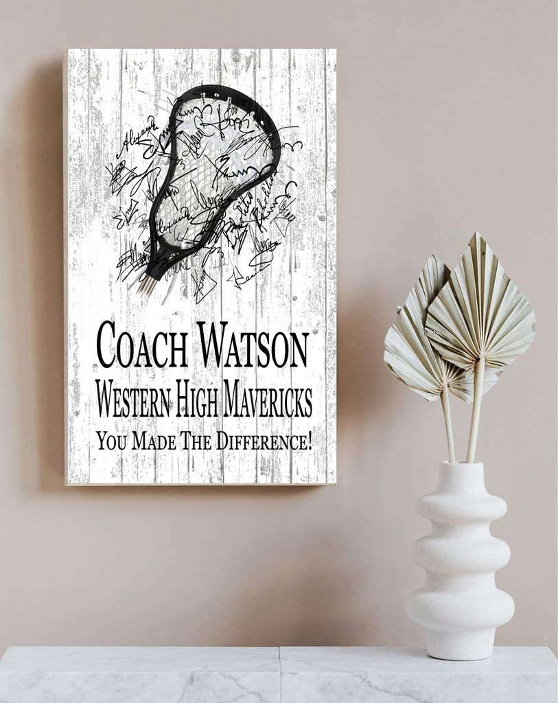 Lacrosse Coach Gift Plaque Personalized SIGNABLE for Mens or Womens LAX