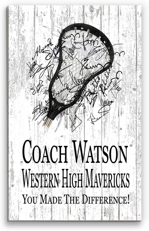 Lacrosse Coach Gift Plaque Personalized SIGNABLE for Mens or Womens LAX