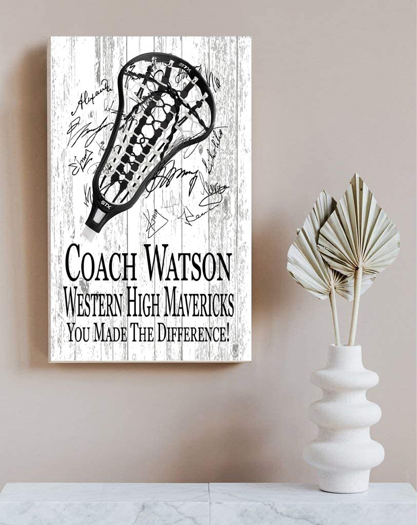 Lacrosse Coach Gift Plaque Personalized SIGNABLE for Mens or Womens LAX