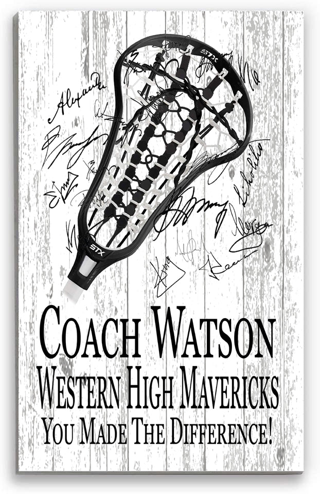 Lacrosse Coach Gift Plaque Personalized SIGNABLE for Mens or Womens LAX