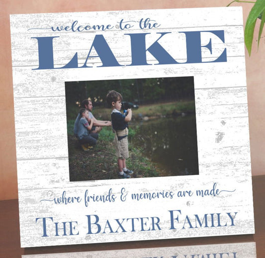 Lake House Photo Frame With PRINTED PICTURE on WOOD Personalized