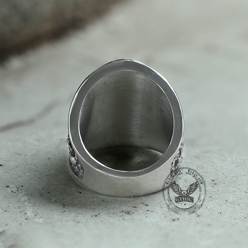 Lapis Lazuli Archangel Michael Stainless Steel Gemstone Ring