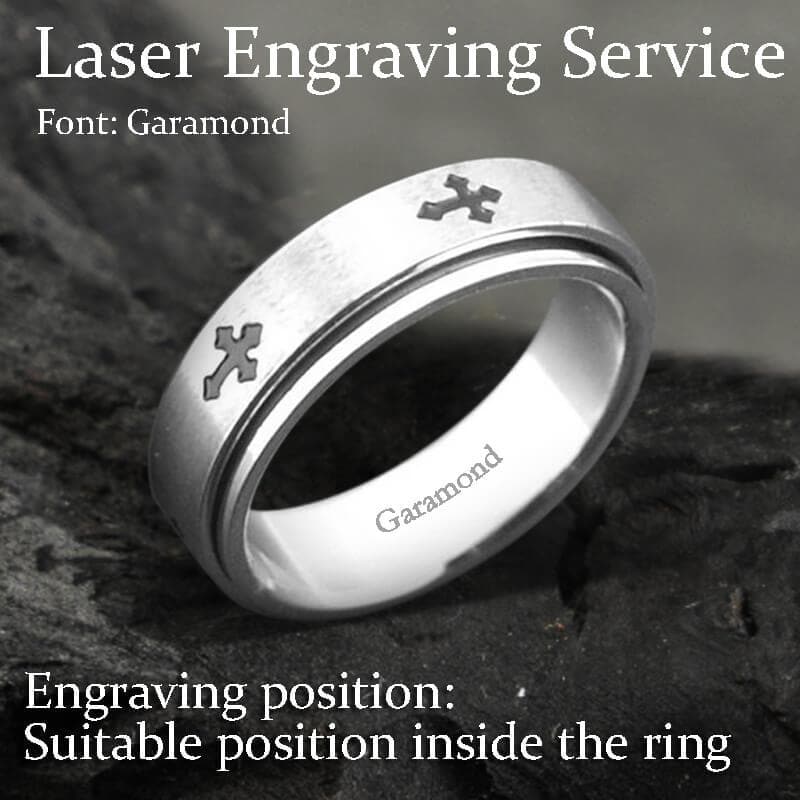 Simple Cross Stainless Steel Spinner Ring
