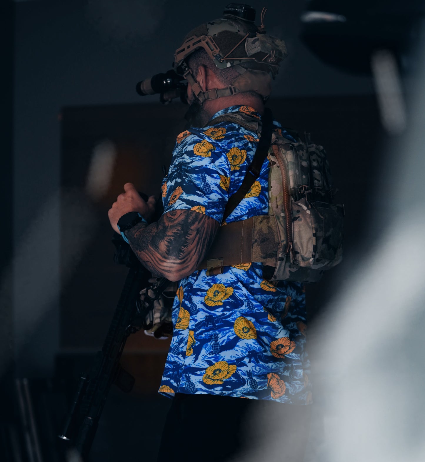 Tiger Stripe Blue Button-up