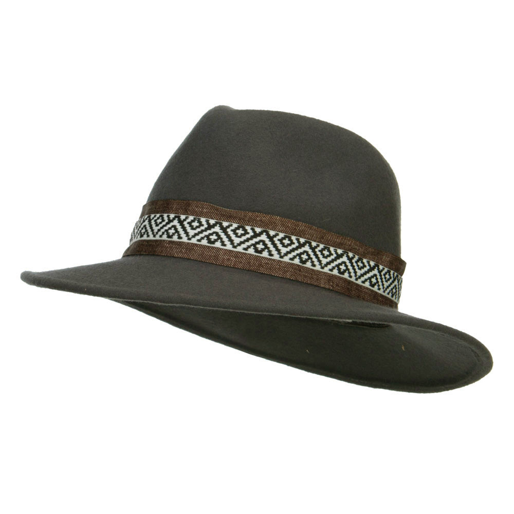 Women's Large Brim Tribal Wool Fedora