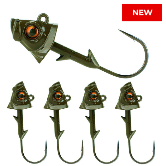 Reaction Tackle Lead Fish Head Jigs - 5-PACK - New