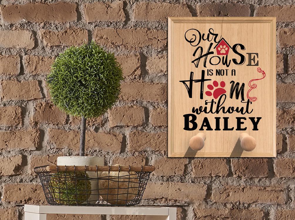 Leash Holder Sign PERSONALIZED Dog Name - Solid Wood & Made In the USA