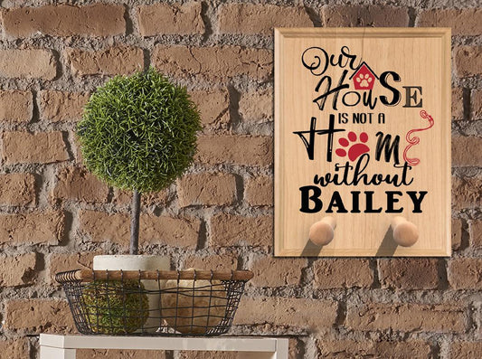 Leash Holder Sign PERSONALIZED Dog Name - Solid Wood & Made In the USA