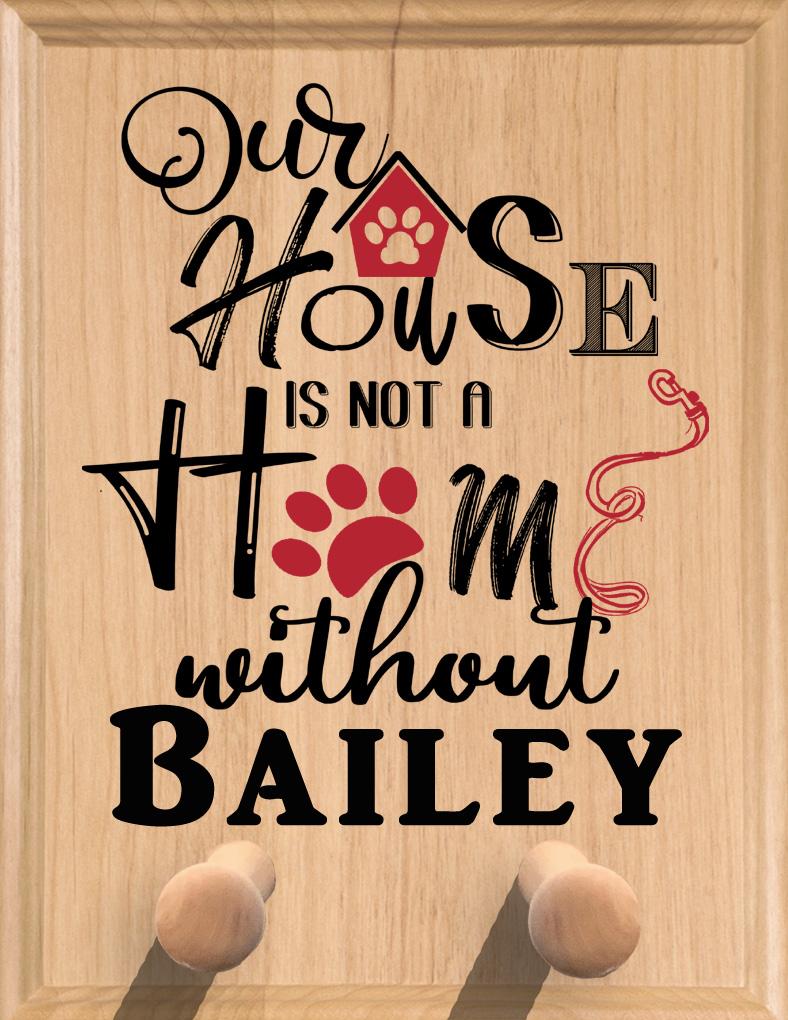 Leash Holder Sign PERSONALIZED Dog Name - Solid Wood & Made In the USA