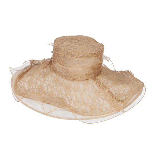 Lace Covered Wide Organza Hat