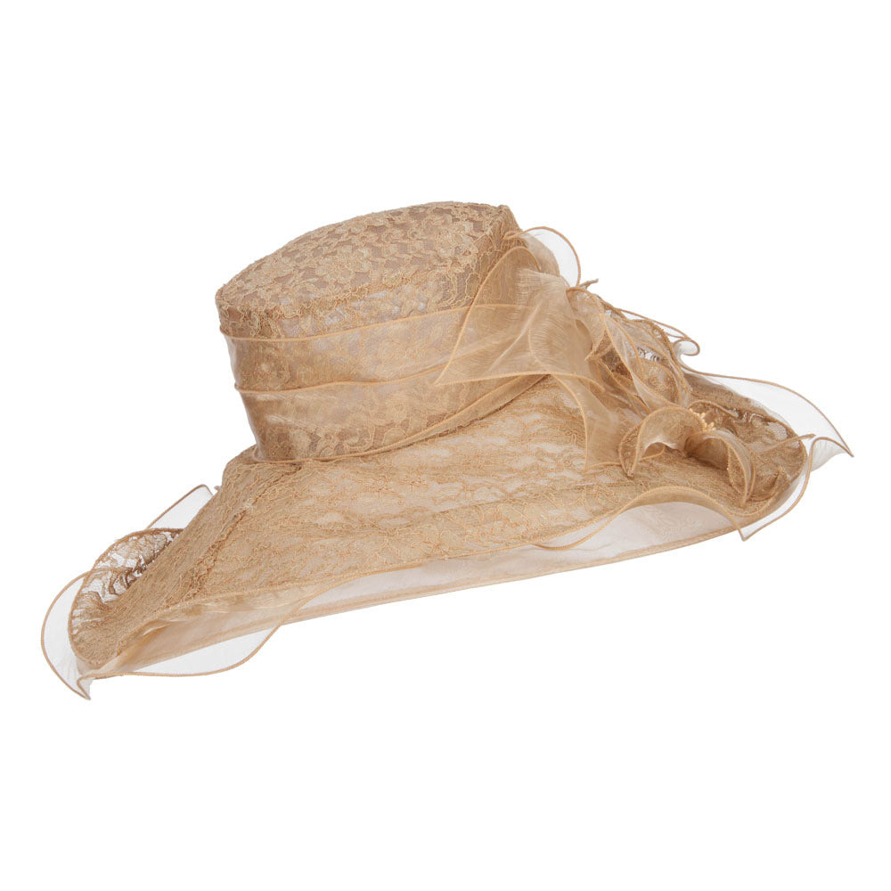 Lace Covered Wide Organza Hat