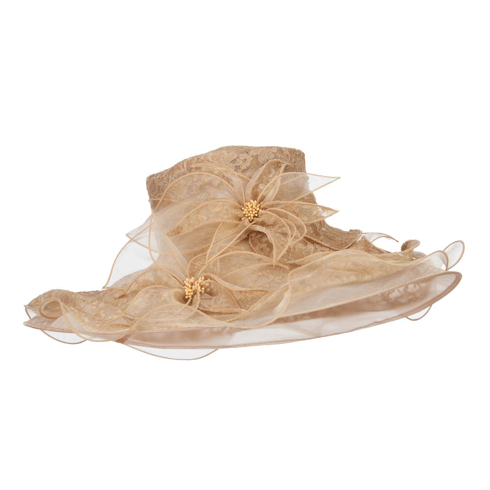 Lace Covered Wide Organza Hat