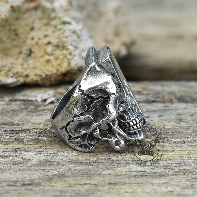Lightning Skull Stainless Steel Biker Ring