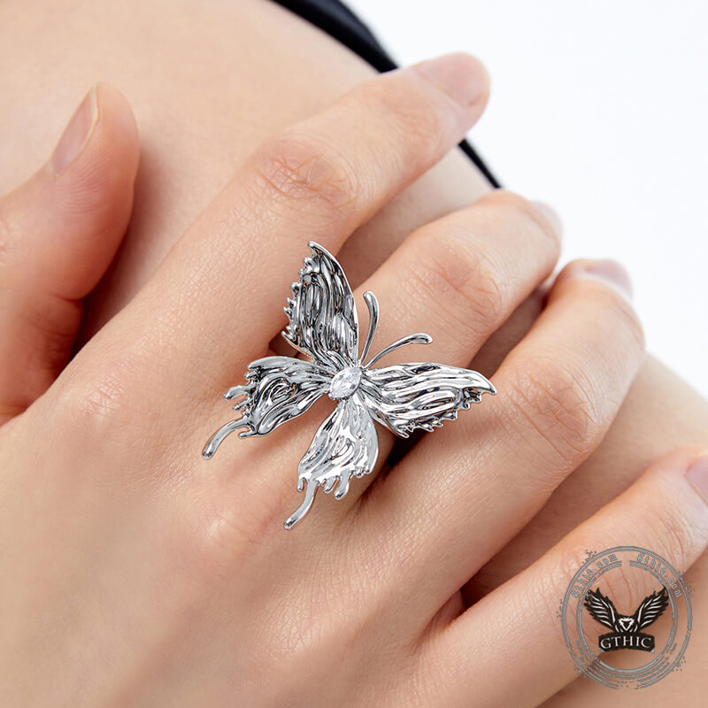 Liquefied Butterfly Copper Open Ring