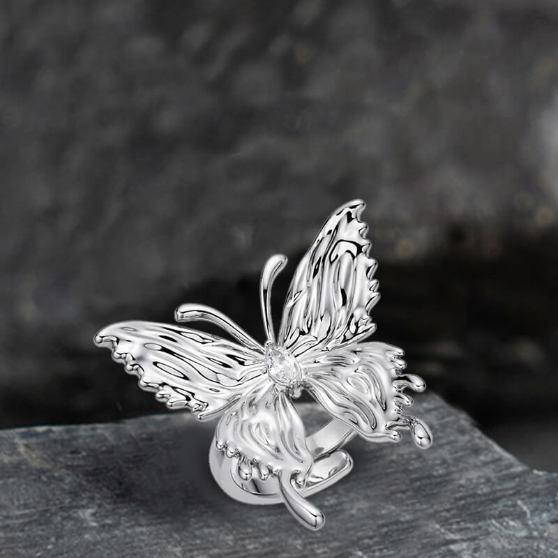 Liquefied Butterfly Copper Open Ring