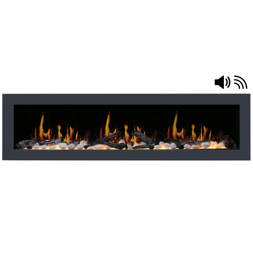 Litedeer Homes Latitude II Built-in Smart Electric Fireplace with 3-Inch Trim - Realistic Flame