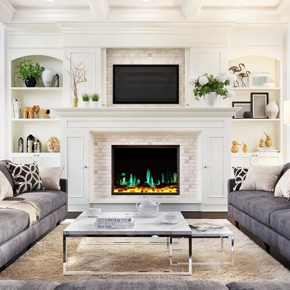 Litedeer Homes LiteStar Smart Built-In Electric Fireplace Insert with Real Flame Effect