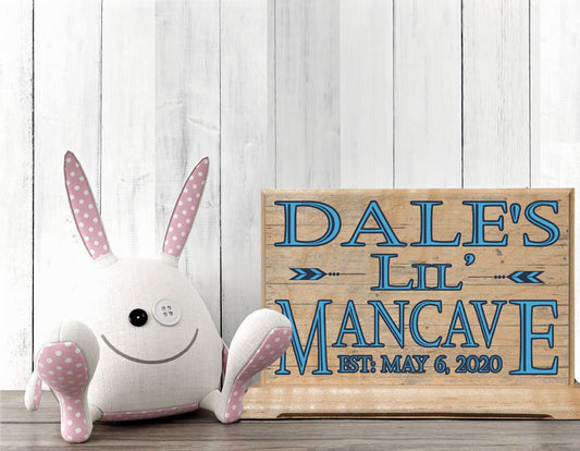 Little Man Cave Sign Personalized Gift For Boys - Nursery Decor or Boy's Room Decoration