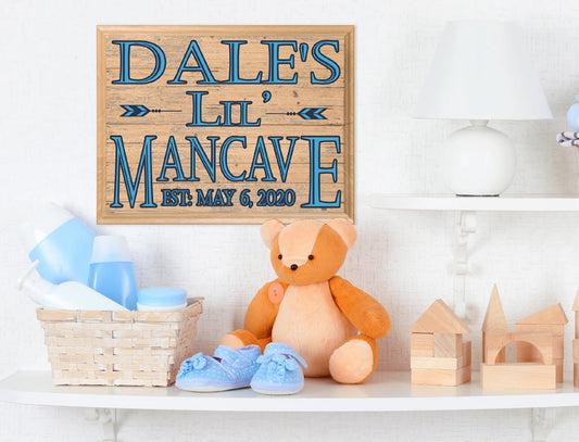 Little Man Cave Sign Personalized Wall Art for Boys Room or Nursery