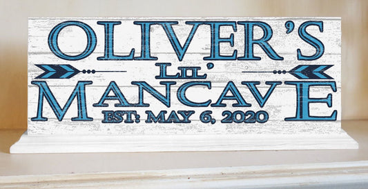 Little Man Cave Sign PERSONALIZED With Name Shelf or Boys Bedroom