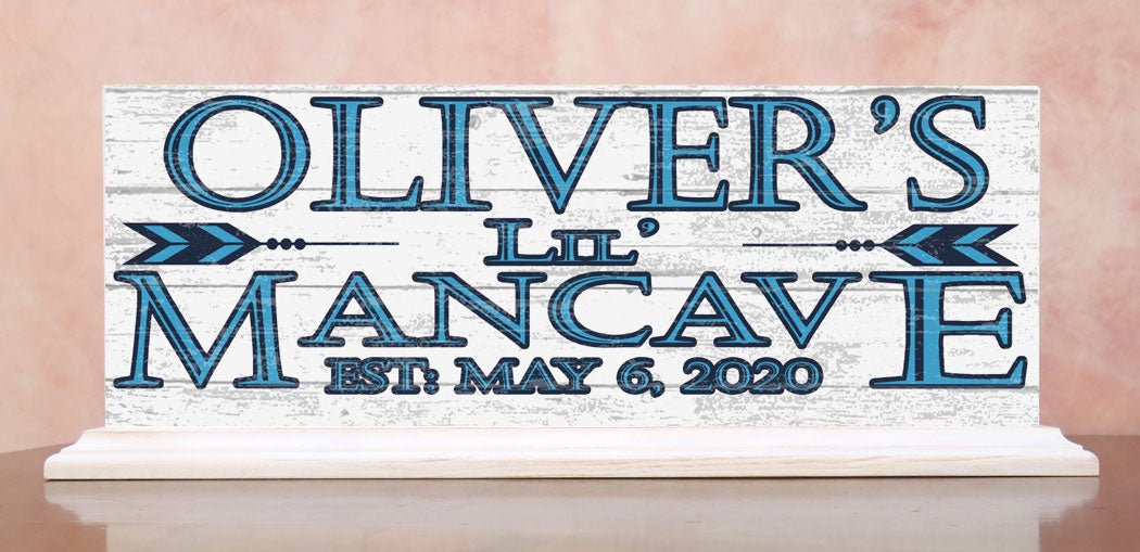 Little Man Cave Sign PERSONALIZED With Name Shelf or Boys Bedroom