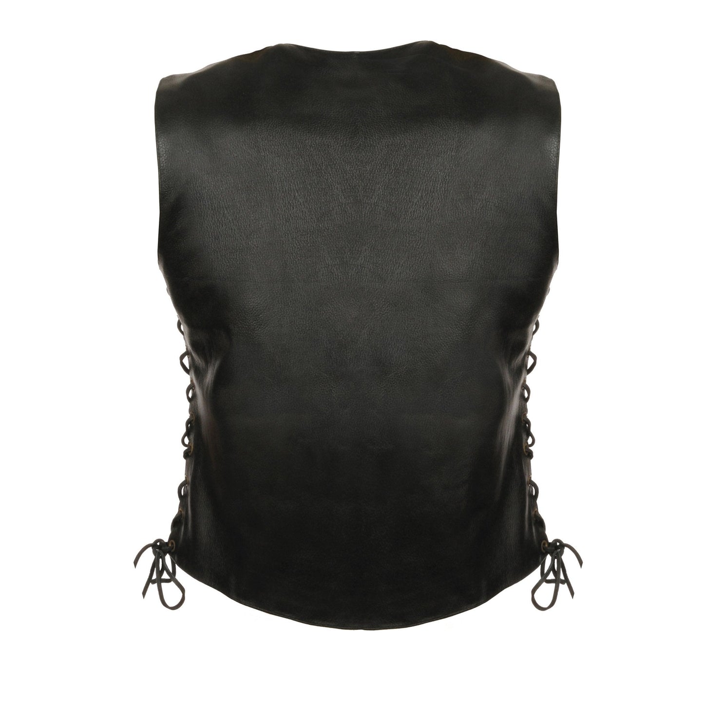 Milwaukee Leather LKL4700 Women's Black Premium Leather Side Laced  Motorcycle Biker Riders Vest w/ Snap Closure