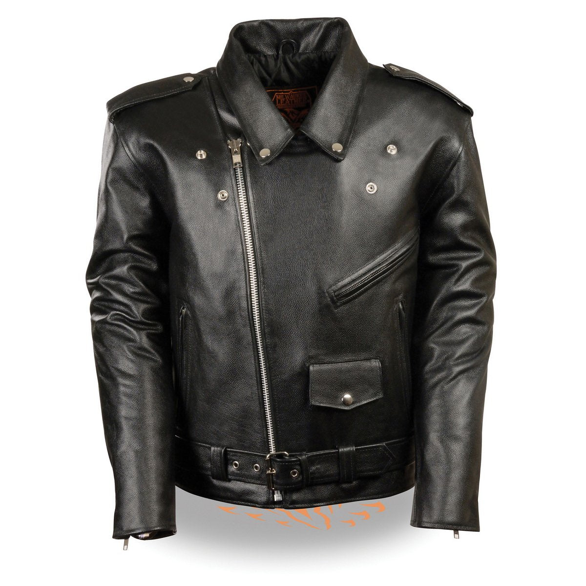 Milwaukee Leather LKM1781 Men's The Legend Classic Black Premium Leather Motorcycle Jacket w/ Quilted Liner