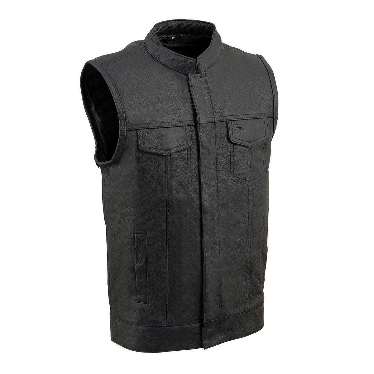 Milwaukee Leather LKY3850 Youth Size Black Leather Open Neck Club Style Motorcycle Riders Vest