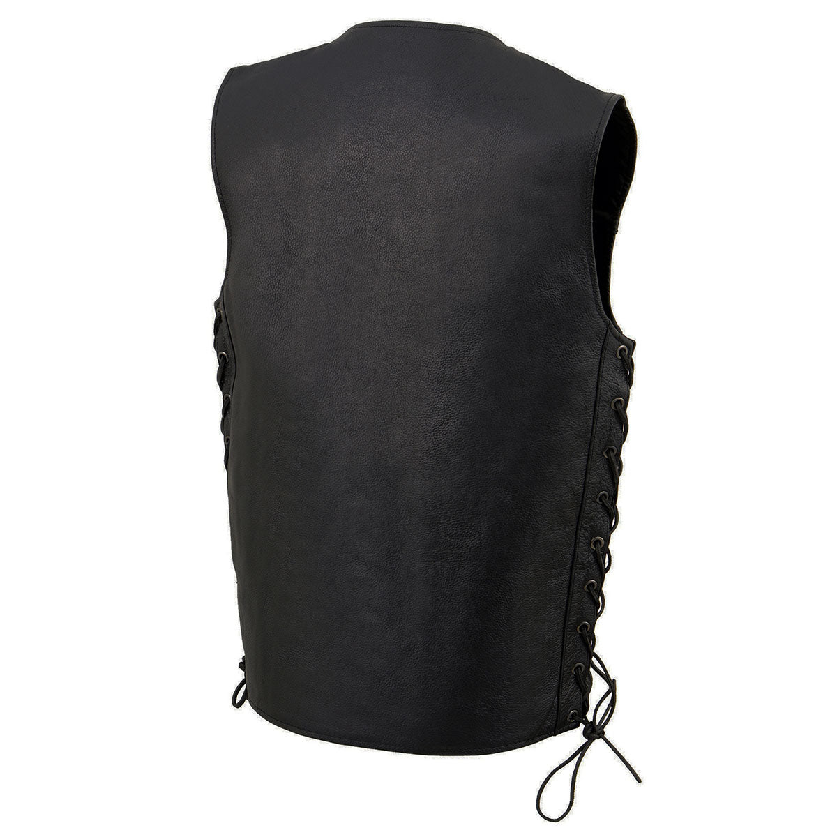 Milwaukee Leather LKY3870 Youth Size Black Leather Biker Style Vest with Snap Front and Side Laces