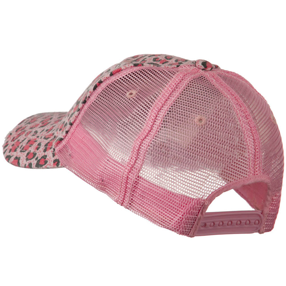 Low Profile Canvas Leopard Printed Mesh Cap